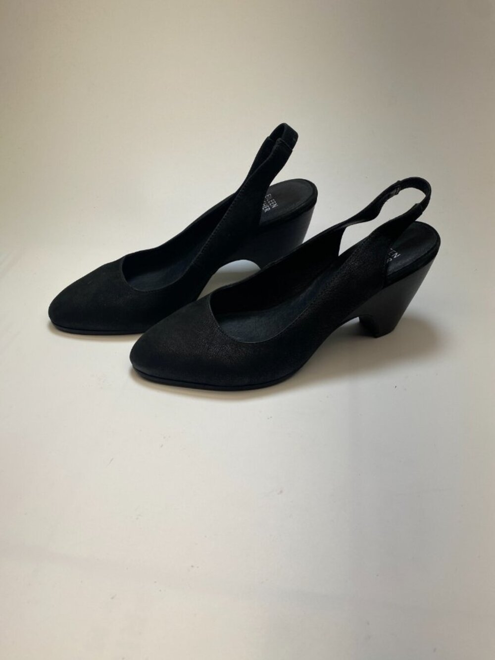 Eileen Fisher Womens Milla Tumbled Nubuck Black SlingbackHeel Sz 7.5